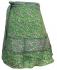 Fair Trade Short Sari Silk Reversible Tiered Wrap Skirt - Shades of Green Design
