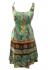Cotton Colourful Short Sundress - Turquoise Exotic Hattie Bird Print - Fair Trade