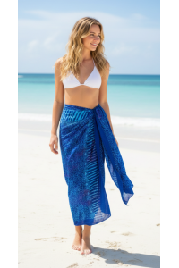 Sarong Beach Coverup Batik from Bali Large Size Light & Dark Blues Sarong Beach Coverup Batik from Bali Large Size Light & Dark Blues