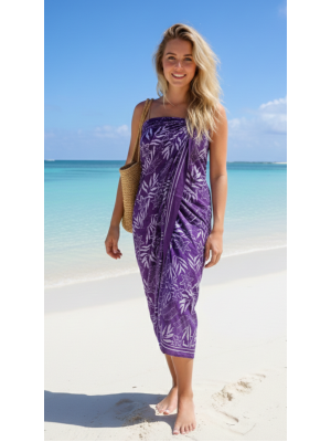 Sarong Beach Coverup Batik from Bali Large Size Purple Leaf Design Sarong Beach Coverup Batik from Bali Large Size Purple Leaf Design