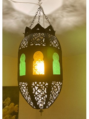 Moroccan Classic Metal Lampshade with coloured glass from Marrakesh 