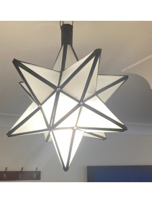 Moroccan Star Lampshade with white glass from Marrakesh - 2 sizes