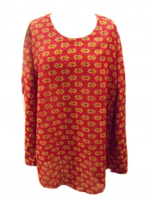 Baggy Maroon Pretty Blockprint Cotton Maternity Blouse - Fair Trade Baggy Maroon Pretty Blockprint Cotton Maternity Blouse - Fair Trade