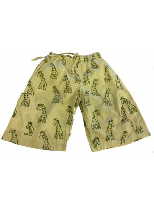 Kids 3/4 Length Sandy Giraffe Design Trousers Ages 1 - 5 - Fair Trade Kids 3/4 Length Sandy Giraffe Design Trousers Ages 1 - 5 - Fair Trade