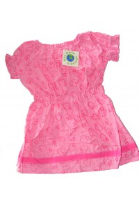 Girls Cotton Summer Dress - Classic Pink Strawberry Print  - Fair Trade