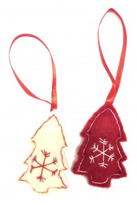 Fair Trade Felt Red & White Christmas Tree Decorations - Set of 2 Fair Trade Felt Red & White Christmas Tree Decorations - Set of 2