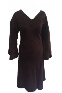 Chocolate Brown Vintage Velvet V Neck Party Dress - Fair Trade
