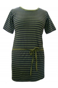 Classic Black & Green Stripey Dress - 100% Cotton - Fair Trade
