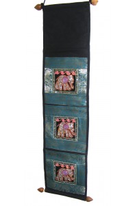 Thai Blue Sequined Elephant Letter Holder/ Banner - Fair Trade