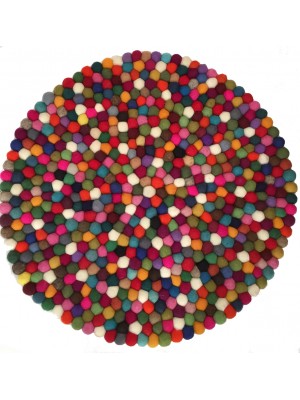 Felt Rainbow Ball Rug from Nepal - 60 cm diameter- 100% Wool 