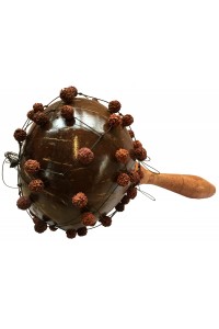 Large Shekere / Cabasa / Natural Coconut Maracas with Ruraksha Seeds - Beautiful Sound, Fair Trade