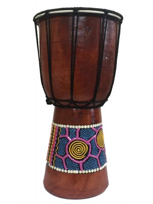 Authentic Dot Painted 20 cm high Hand Carved Djembe Drum - Fair Trade Authentic Dot Painted 20 cm high Hand Carved Djembe Drum - Fair Trade