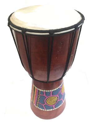 Authentic Dot Painted 30 cm high Hand Carved Djembe Drum - Fair Trade Authentic Dot Painted 30 cm high Hand Carved Djembe Drum - Fair Trade