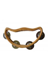 Wooden Half Moon Headless Tambourine / Shaker with 4 Jingles - Beautiful Sound, Fair Trade