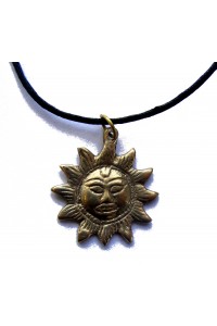 Hand Cast Bronze sun pendant necklace from Kathmandu