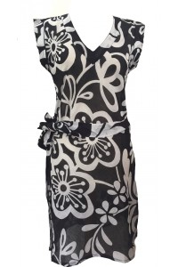 Black & White Short Cotton Summer Dress / Long Top / Kaftan - Fair Trade 