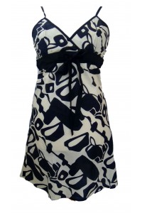 Short Black and White Friesian Print Florence Dress / Sundress - Fair Trade