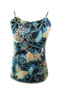 Blue & White  Strappy Sun Top - Ethnic Bold Flower Print - Fair Trade 100% Cotton