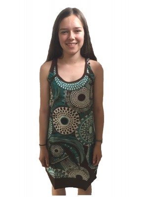 Classic Fitted Lucy Sun Dress featuring Bold Geometric Print - Fair Trade 100% Cotton