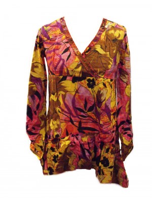 Ethnic Bold Flower Print Pink & Yellow Abbie Blouse - Fair Trade 100% Cotton Ethnic Bold Flower Print Pink & Yellow Abbie Blouse - Fair Trade 100% Cotton