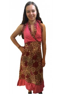 Feminine Pink Paisley Print Yvetta Summer Dress - Fair Trade 100% Cotton 