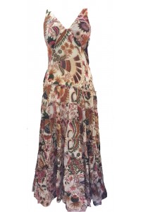 Bold Ethnic Print 100% Cotton Cream Annabel Summer Maxi Dress - Fair Trade