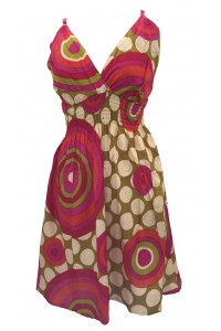 Bright Yellow / Green Colourful Dotty Short Summer Dress - Fair Trade 100% Cotton