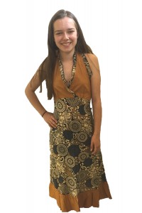 Feminine Mustard Paisley Print Yvetta Summer Dress - Fair Trade 100% Cotton 