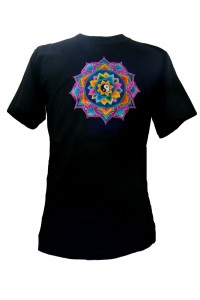 Fair Trade Embroidered Yin Yang Mandala T Shirt ( Black T Shirt)