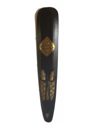 Fair Trade Handcarved Wooden Indigenous 100 cm Borneo Tribal 'Gold' Mask