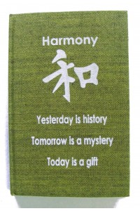 Green Harmony Affirmation Hardback Notebook / Journal - Unlined Pure White Paper - 54 Sheets - Fair Trade