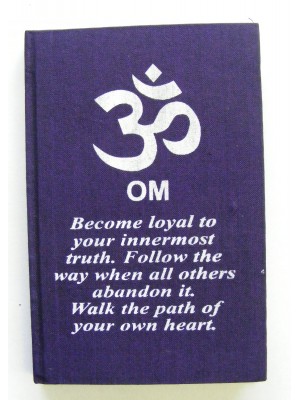 Purple Om Affirmation Hardback Notebook / Journal - Unlined Pure White Paper - 54 Sheets - Fair Trade