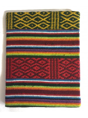 Fair Trade Handmade Lokta Paper Traditional Bhutanese Rainbow Fabric Notebook