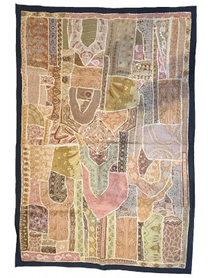 Rajasthani Embroidered Extra Large Wall Hanging - Beautiful Sandy Brown Traditional Rajasthani Design - Unique Work of Art