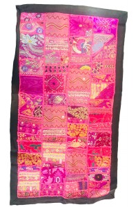 Rajasthani Embroidered Wall Hanging - Beautiful Pink Traditional Rajasthani Design - Unique Work of Art