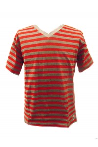 Fair Trade 100% Cotton Classic Stripey Red & Grey Mens T Shirt