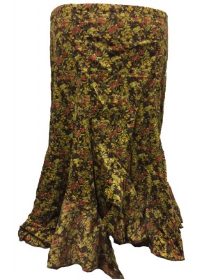 Fair Trade Fashionable Baby Cord Amelia Ruffle Skirt - Red Flowers on Chocolate Brown Design