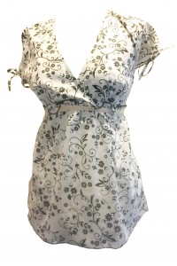 Lovely White Floaty Forest Green Floral Print Donatella Blouse -  Perfect for Work or Going Out- Fair Trade 100% Cotton