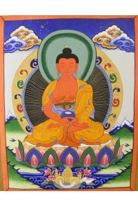  Genuine Original Tibetan Buddhist Thangka Painting -  Amitabha, the Buddha of Comprehensive Love - Fair Trade
