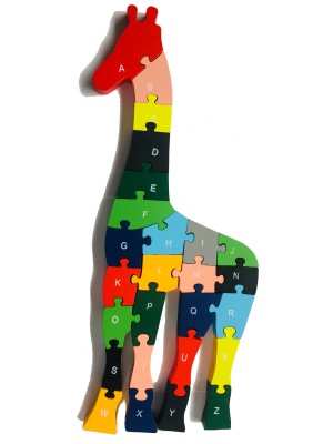 Colourful Wooden Jigsaw Puzzle - Giraffe Design - Fairtrade - Suitable for both adults and children