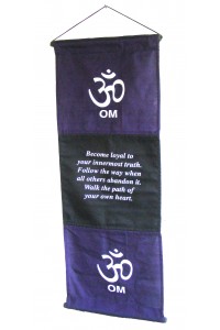 Purple Om Affirmation Wall Hanging / Banner - 100% Cotton - Fair Trade