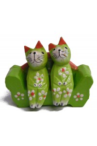 Quirky Fair Trade Wooden Hand Painted Two Cats on a Sofa