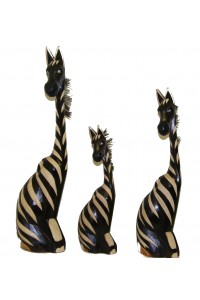 Fair Trade Hand Carved Wooden Sitting Zebras - choice of 3 sizes