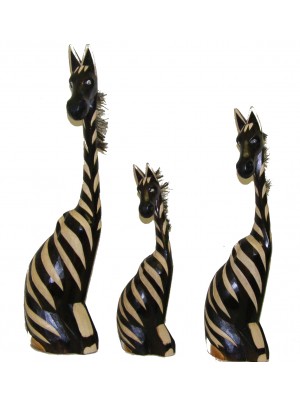 Fair Trade Hand Carved Wooden Sitting Zebras - choice of 3 sizes