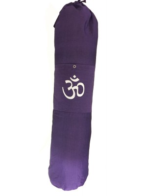 Colourful Cotton Yoga Mat Bag with Shoulder Strap - Om Print - Fair Trade comes in Blue, Purple or Red