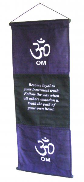 Purple Om Affirmation Wall Hanging / Banner - 100% Cotton - Fair Trade
