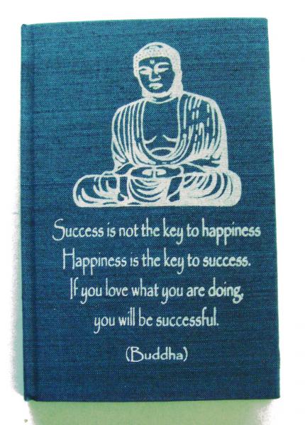 Blue Buddha Affirmation Hardback Notebook - Unlined Pure White Paper - 54 Sheets - Fair Trade