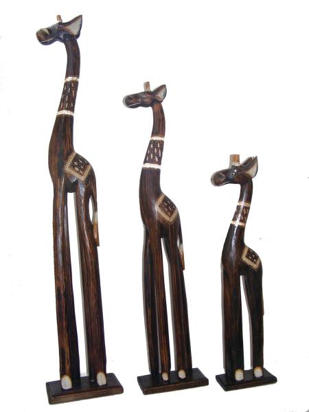 Fair Trade Hand Carved Wooden Standing Giraffe - choices of 3 sizes