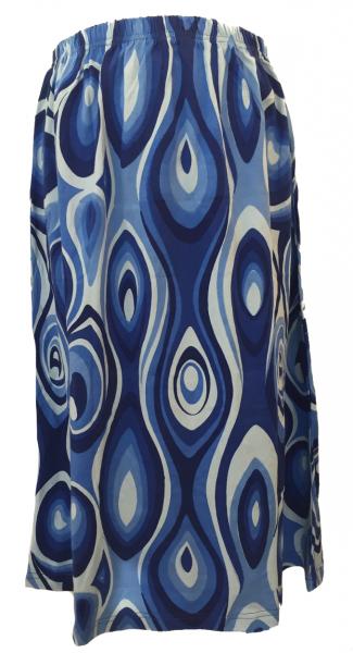 Fair Trade Cotton Jersey Elasticated Retro Spiral Skirt - Shades of Blue