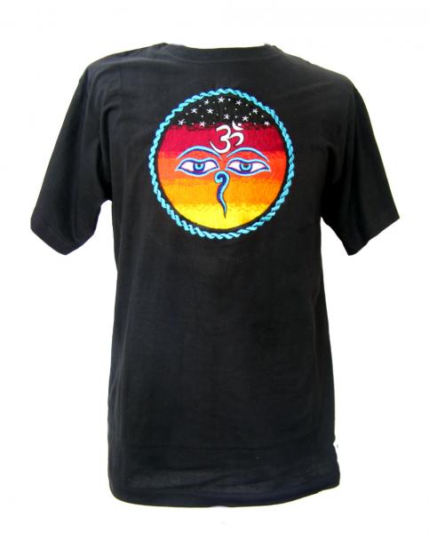 Fair Trade Embroidered Classic Kathmandu T Shirt ( Black T Shirt)